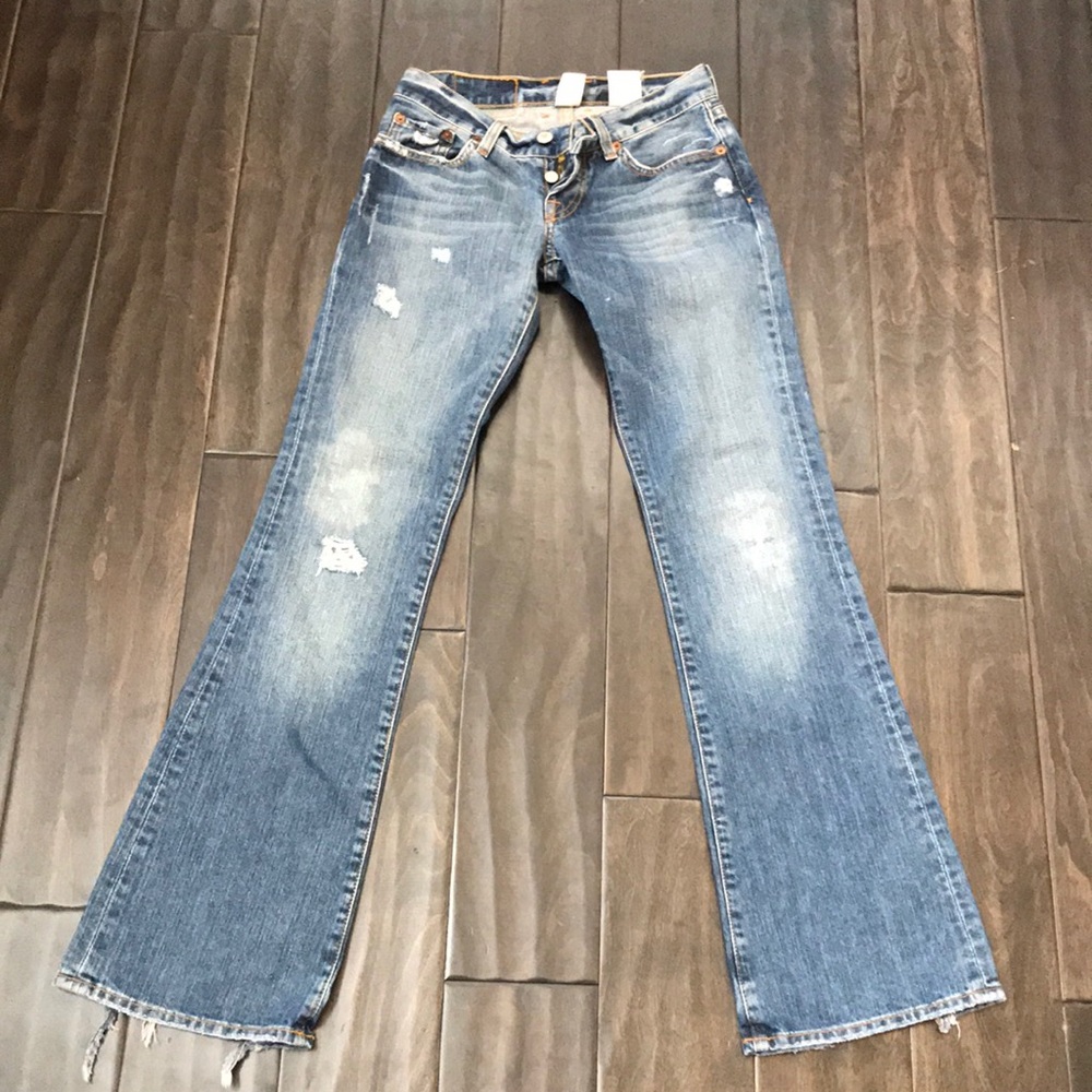 Lucky Brand light blue bootcut ripped jeans